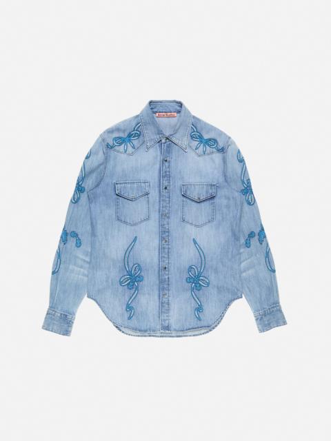 Acne Studios Embroidered denim shirt - Blue/blue