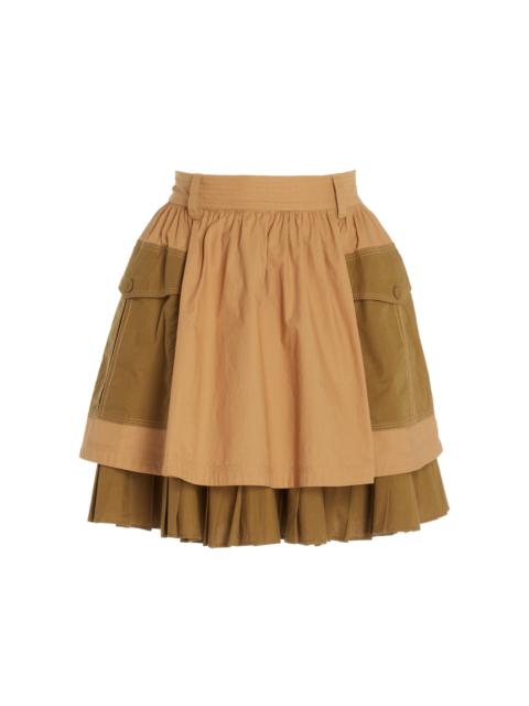 ULLA JOHNSON Jaqueline Pleated Cotton Mini Skirt khaki