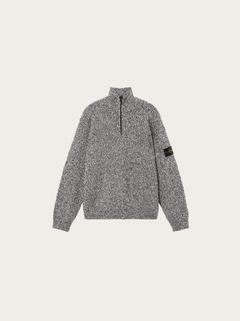 Stone Island Speckled Cotton Half-Zip Jumper - Black Melange
