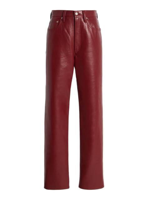AGOLDE Leather 90’s Pinch Waist Long Jeans red