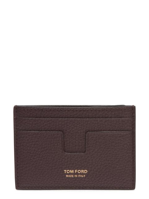 TOM FORD TOM FORD T-Line Soft Grain Leather Card Holder in 1R011 Oxblood at Nordstrom