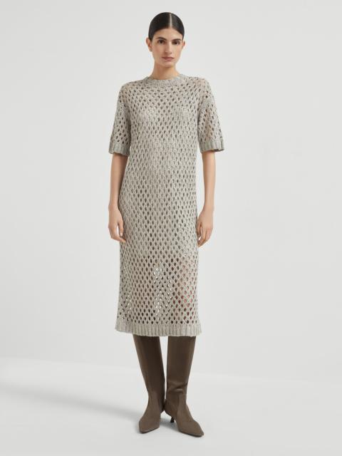 Brunello Cucinelli Silk and linen dazzling net knit dress