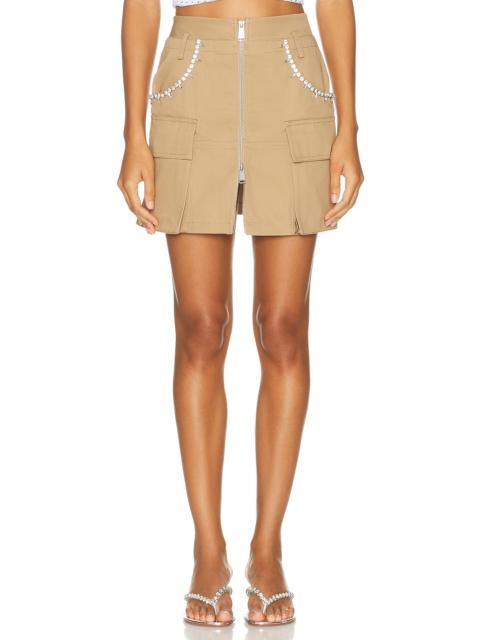 AREA Crystal Pocket Cargo Mini Skirt