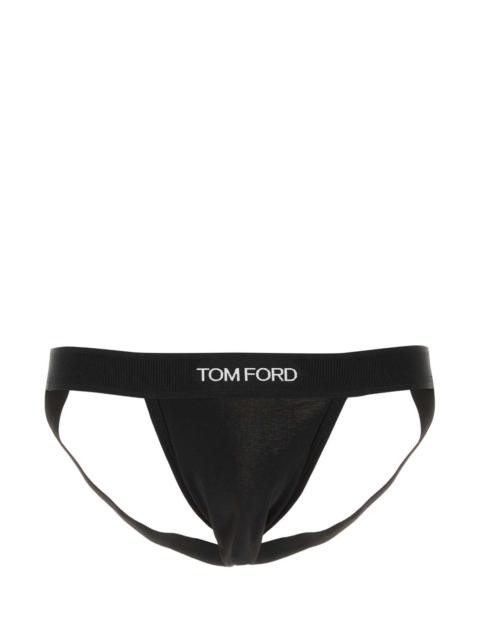 Tom Ford Men Black Stretch Cotton Jockstrap