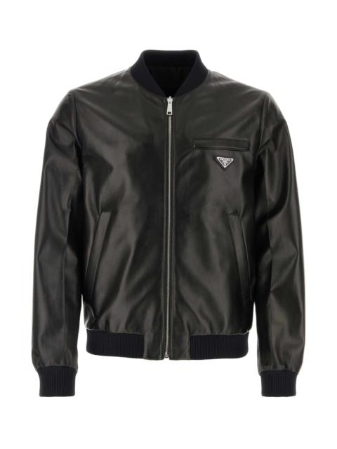 Prada Prada Men Black Nappa Leather Reversible Bomber Jacket