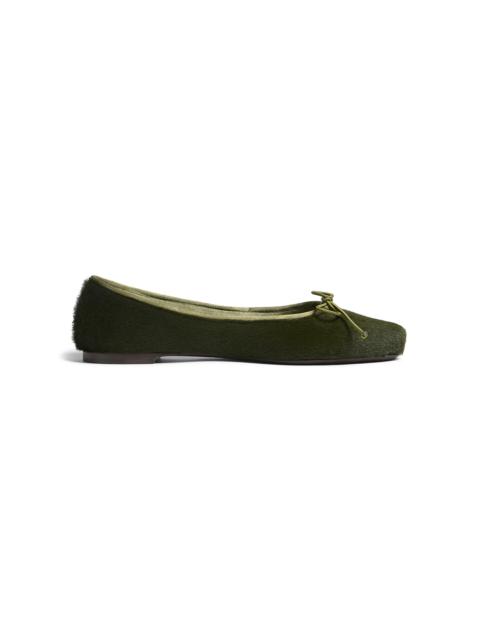 KHAITE Charlotte Pony Hair Ballet Flats green