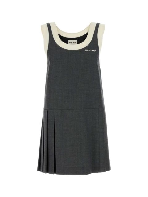 Miu Miu Miu Miu Women Dark Grey Wool Mini Dress