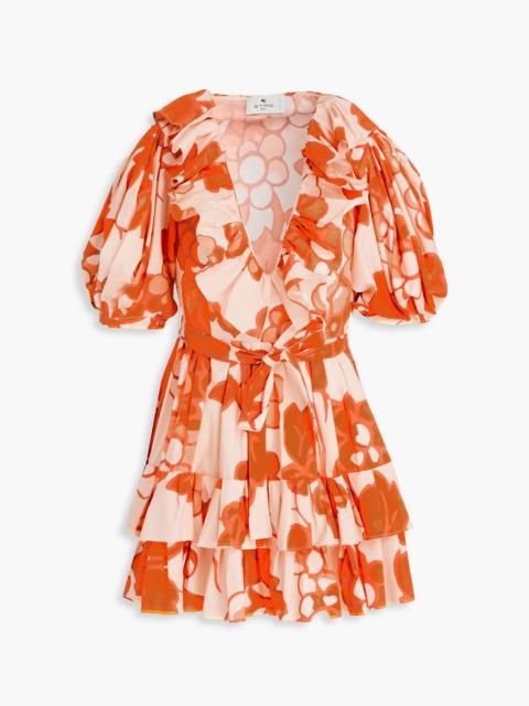Etro Ruffled printed poplin mini dress