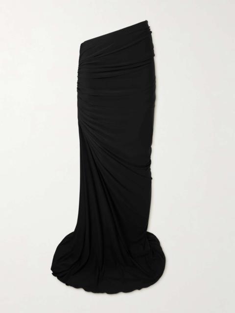Draped stretch-knit maxi skirt Black