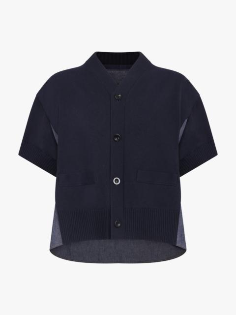 sacai S/S DENIM X KNIT CARDIGAN | NAVY/BLUE