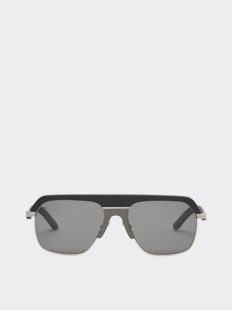 Ferrari Ferrari sunglasses in matte silver metal with gray polarized lenses