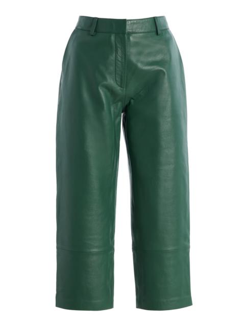 The Frankie Shop Lior Leather Capri Pants green