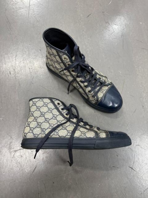 GUCCI Gucci Vintage Monogram Blue-Brown All-Over Print Mid-Top Sneakers