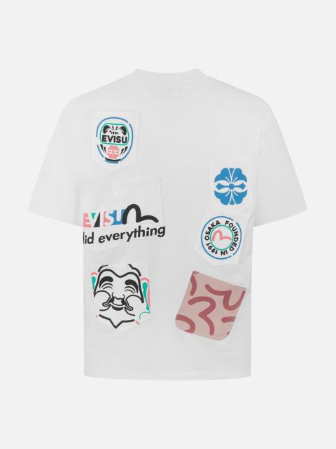 EVISU Multi-Pocket and Multi-Print Detail Relax Fit T-Shirt
