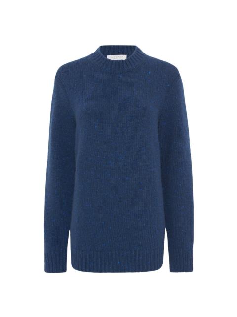GABRIELA HEARST Alfie Knit Sweater in Electric Navy Speckled Aran Cashmere