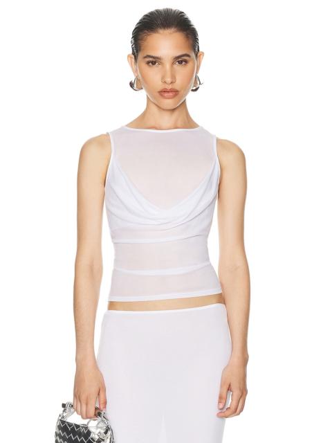 HELSA Sheer Knit Draped Top