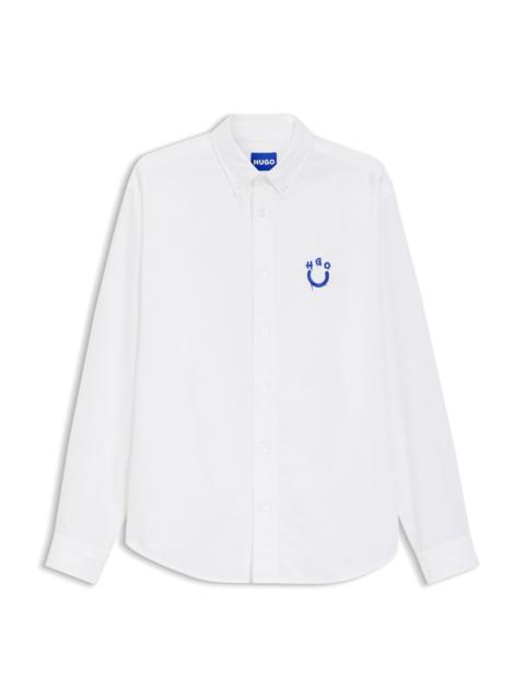 HUGO OVERSIZE-FIT SHIRT IN OXFORD COTTON WITH LOGO EMBROIDERY