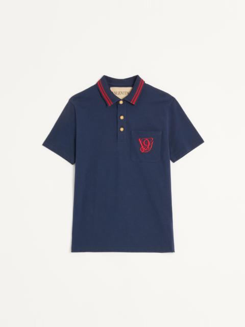 Valentino COTTON PIQUÉ POLO SHIRT WITH VG EMBROIDERY