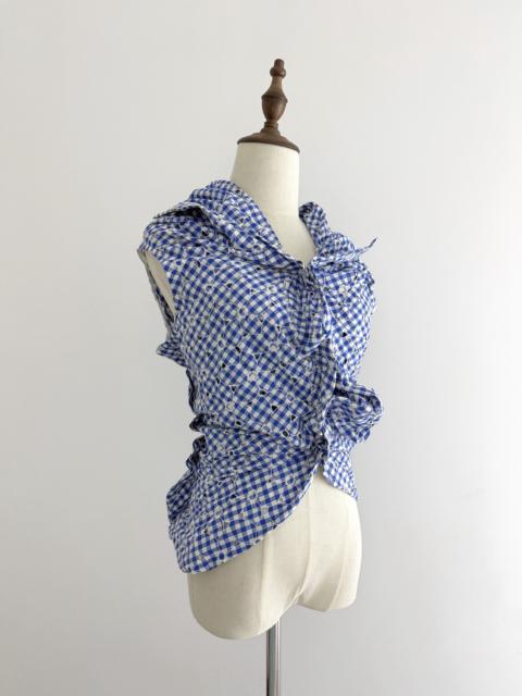 Junya Watanabe Junya Watanabe Plaid Embroidered Distorted Top