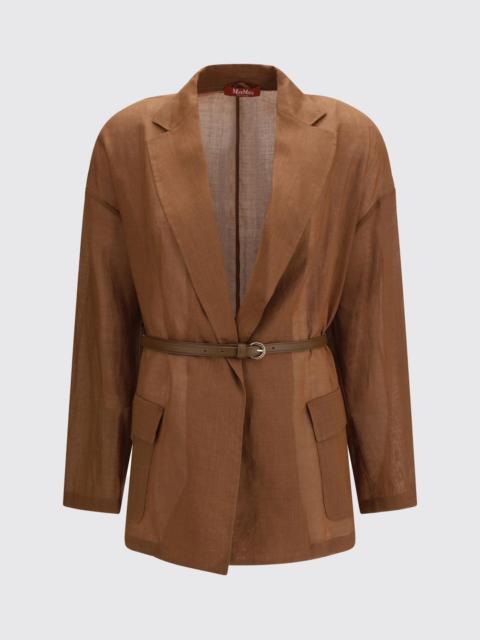 Max Mara Studio Max Mara Studio Women Max Mara Studio Single-Breasted Ramie Blazer With Belt