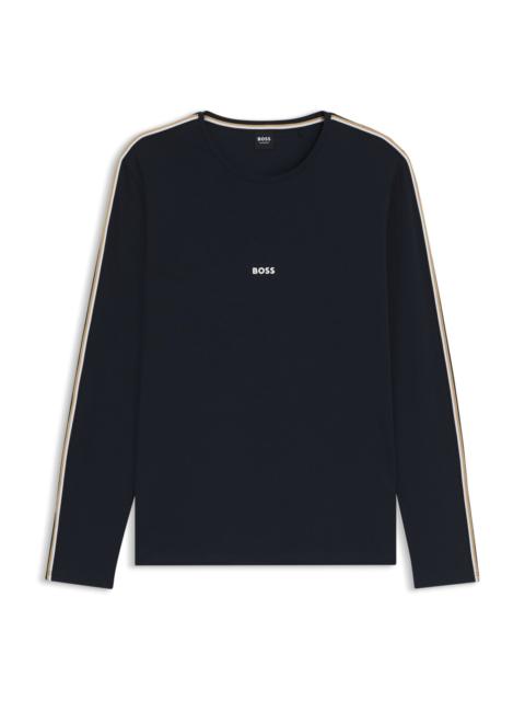 BOSS STRETCH-COTTON PAJAMA TOP WITH TAPE TRIMS