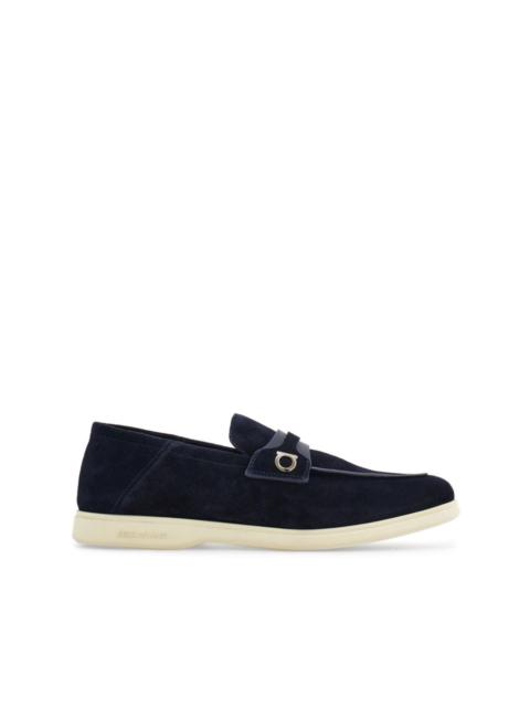 FERRAGAMO Deconstructed Gancini-detailed suede loafers