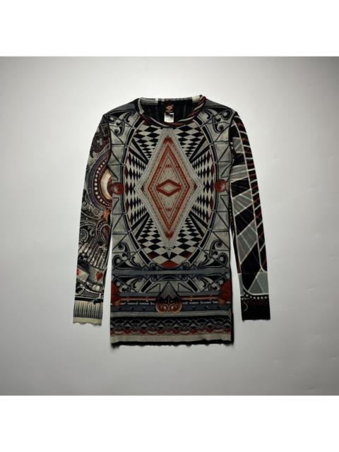Jean Paul Gaultier Archival Jean Paul Gaultier Geometric/Sunburst Mesh L/S Top