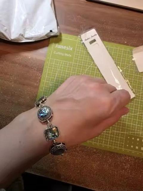 Other Designers Japanese Brand - Vintage Style Abalone Cabochon Link Bracelet Toggle Clasp