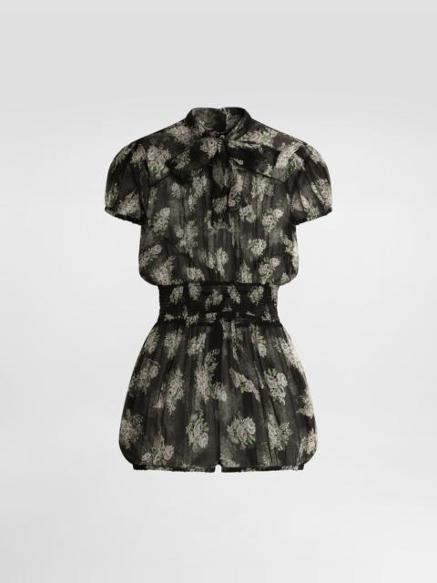 Dolce & Gabbana Small flower bouquet-print chiffon jumpsuit