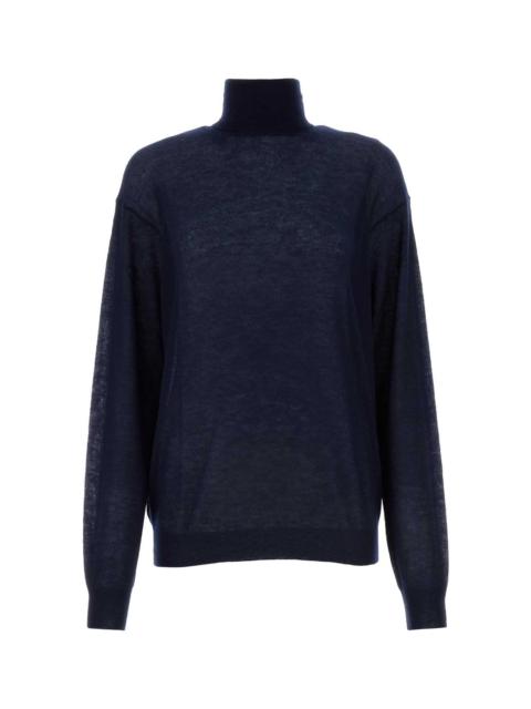 Prada Prada Women Navy Blue Cashmere See-Through Sweater