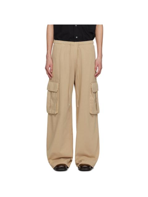 Palm Angels Tan French Terry Cargo Pants