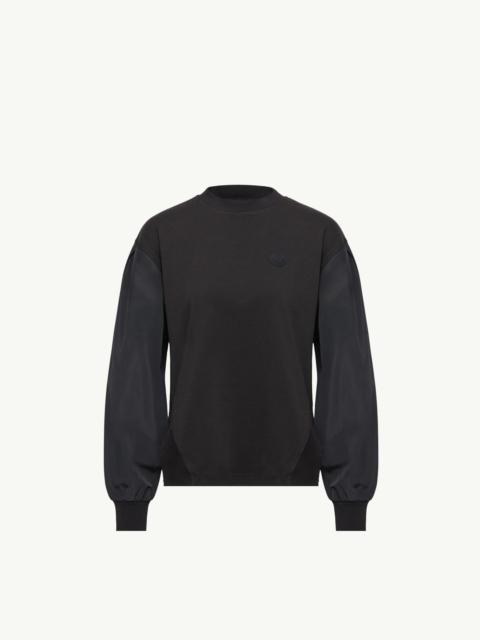 Moncler Pleated Sleeves Cotton Jersey Sweatshirt