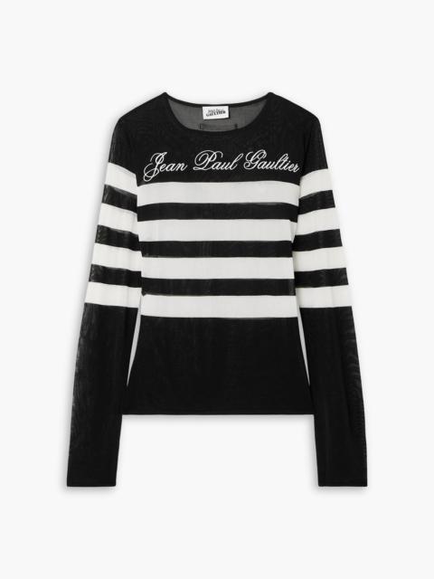 Jean Paul Gaultier Marinière embroidered striped mesh top