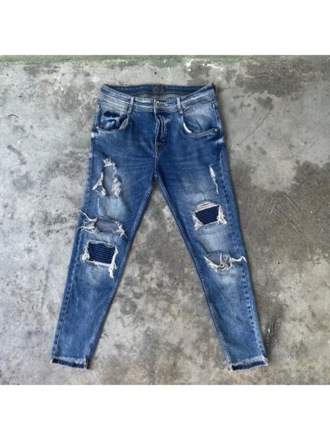Other Designers Distressed Denim - Vintage Zara Men THRASHED Distressed Jeans Denim Pants