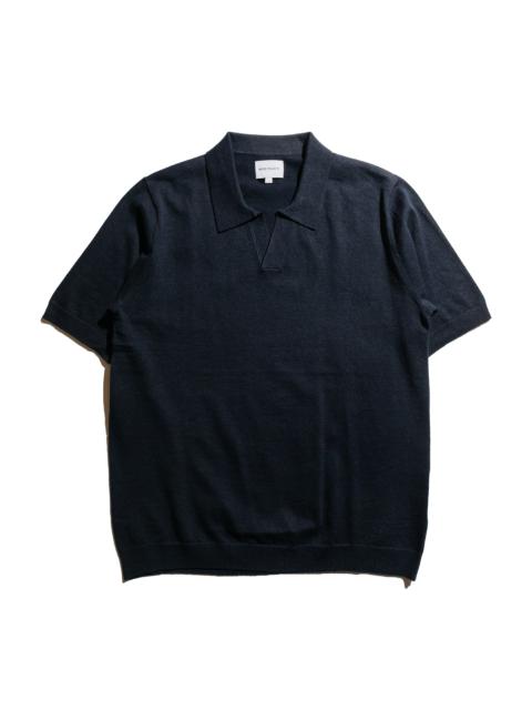 NORSE PROJECTS Leif Cotton Linen Polo Dark Navy