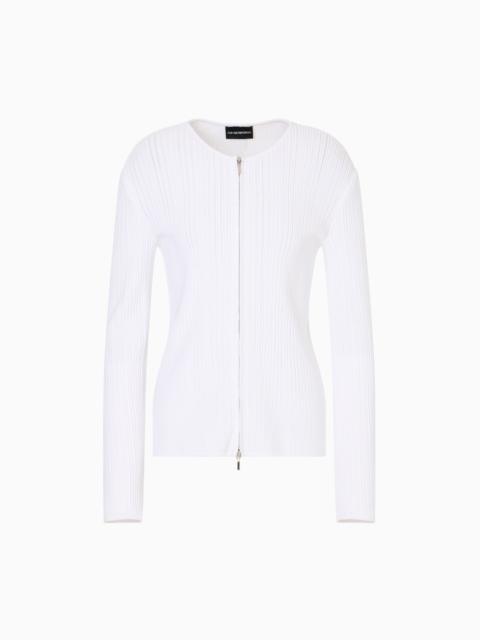 EMPORIO ARMANI PERFORATED OTTOMAN FABRIC JACKET