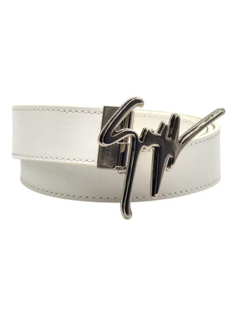 Giuseppe Zanotti Silver Logo Adjustable Leather Belt Unisex One Size - NWB $495