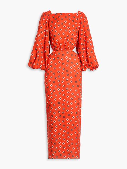 Johanna Ortiz Cutout printed linen maxi dress