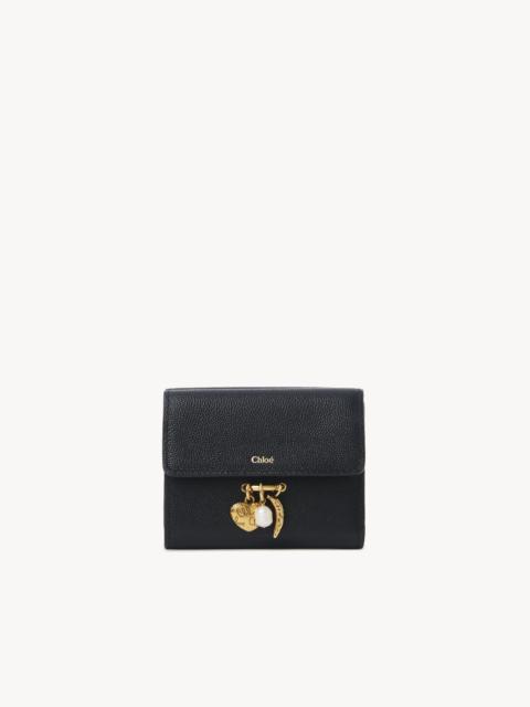 Chloé SMALL CHLOÉ CHARMS TRI-FOLD WALLET IN GRAINED LEATHER