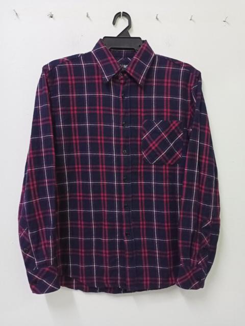BEAMS PLUS Beams Blue Plaid Flannel Shirt Button Up