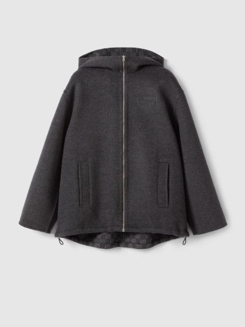 GUCCI Embroidered wool and silk hooded jacket