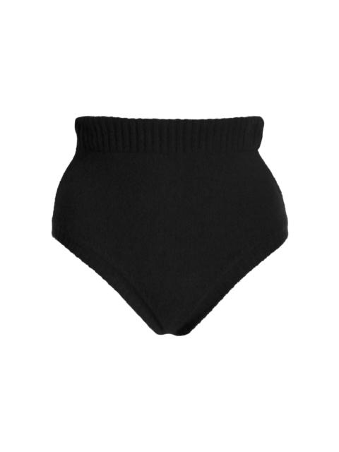 LaQuan Smith High-Rise Wool-Fox Knit Briefs navy
