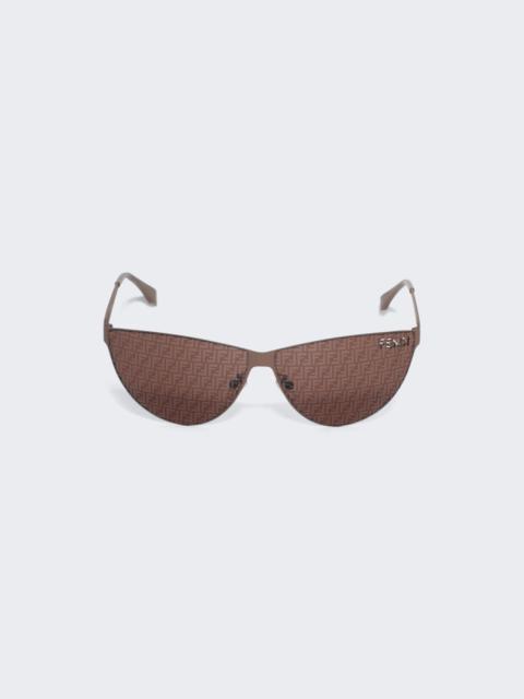 FENDI Micro Logo Cut-out Sunglasses Matte Brown