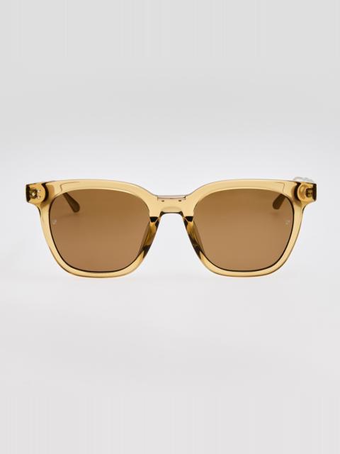 LINDA FARROW Evan Sunglasses in Khaki and Gold