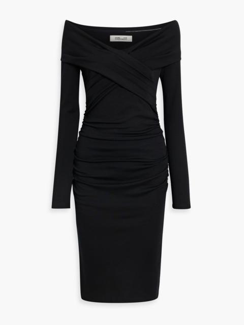 DIANE VON FURSTENBERG Minx off-the-shoulder wool-blend jersey dress