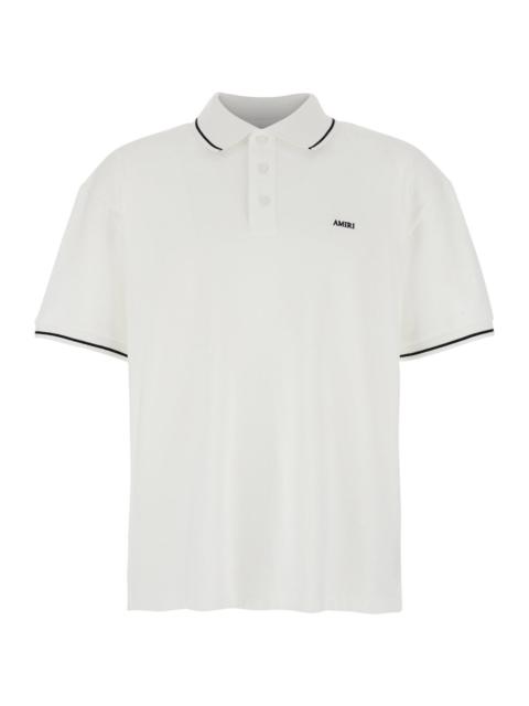 Amiri Men White Polo Shirt With Classic Collar And Logo Lettering Embroidery On The Front In Cotton 