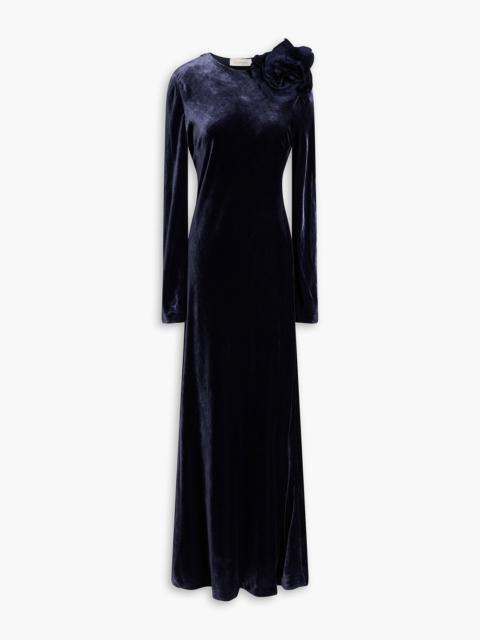 Zimmermann Floral-appliquéd velvet maxi dress