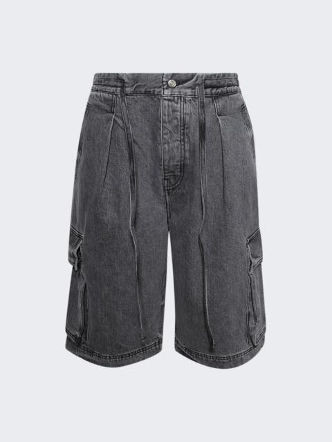 NAHMIAS Washed Pleated Cargo Shorts Grey Wash