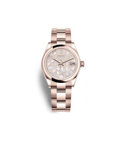 ROLEX Rolex Datejust 31 Mother of Pearl Diamond Pave Dial Ladies 18 ct Everose Gold Oyster Watch 278245PAV