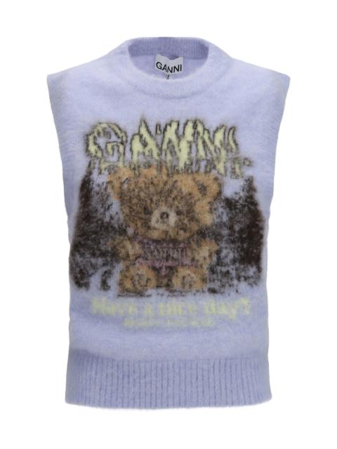 GANNI Ganni Teddy Brushed Alpaca Vest Arctic Ice